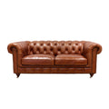 Pasargad Genuine Leather Chester Bay Tufted Sofa