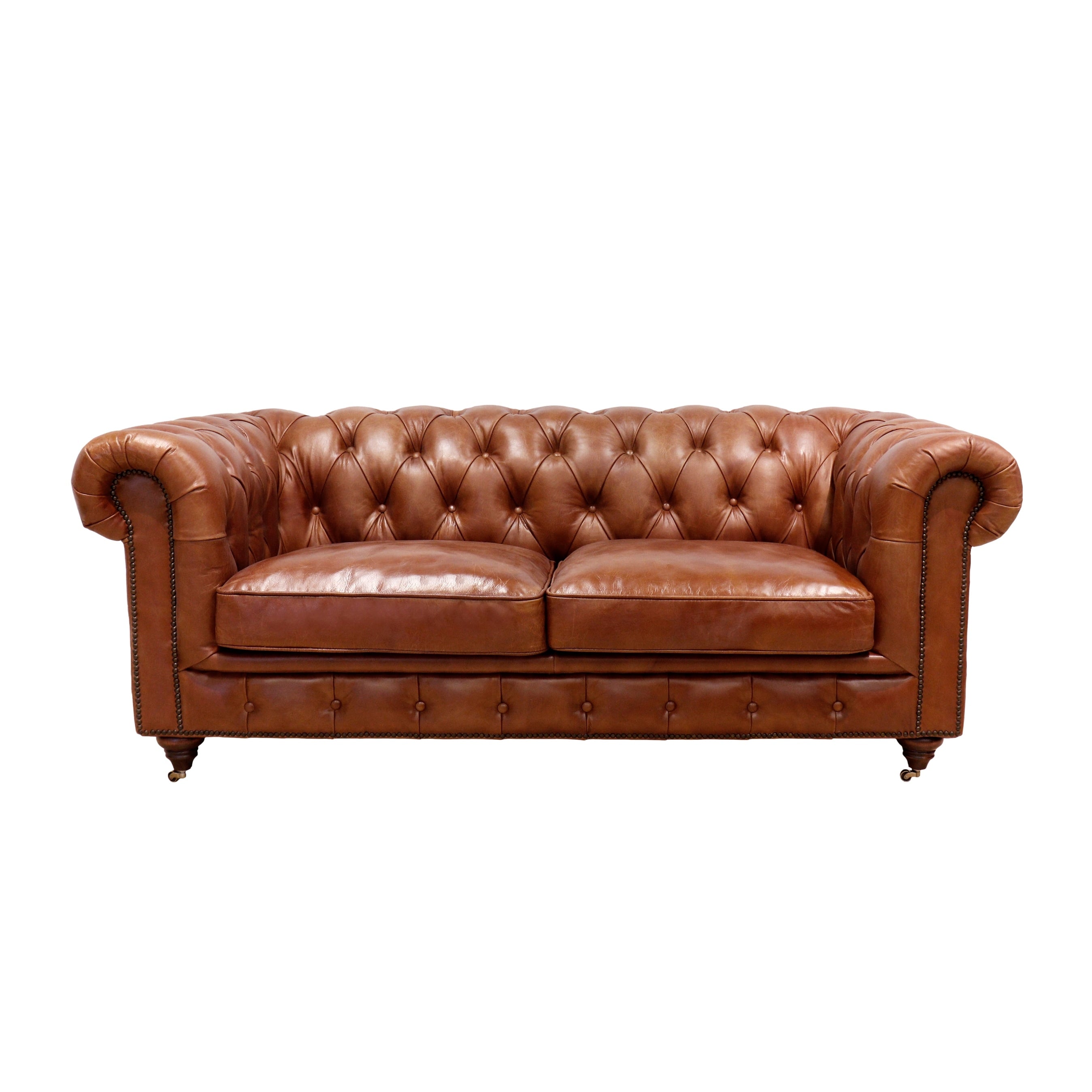 Pasargad Genuine Leather Chester Bay Tufted Sofa
