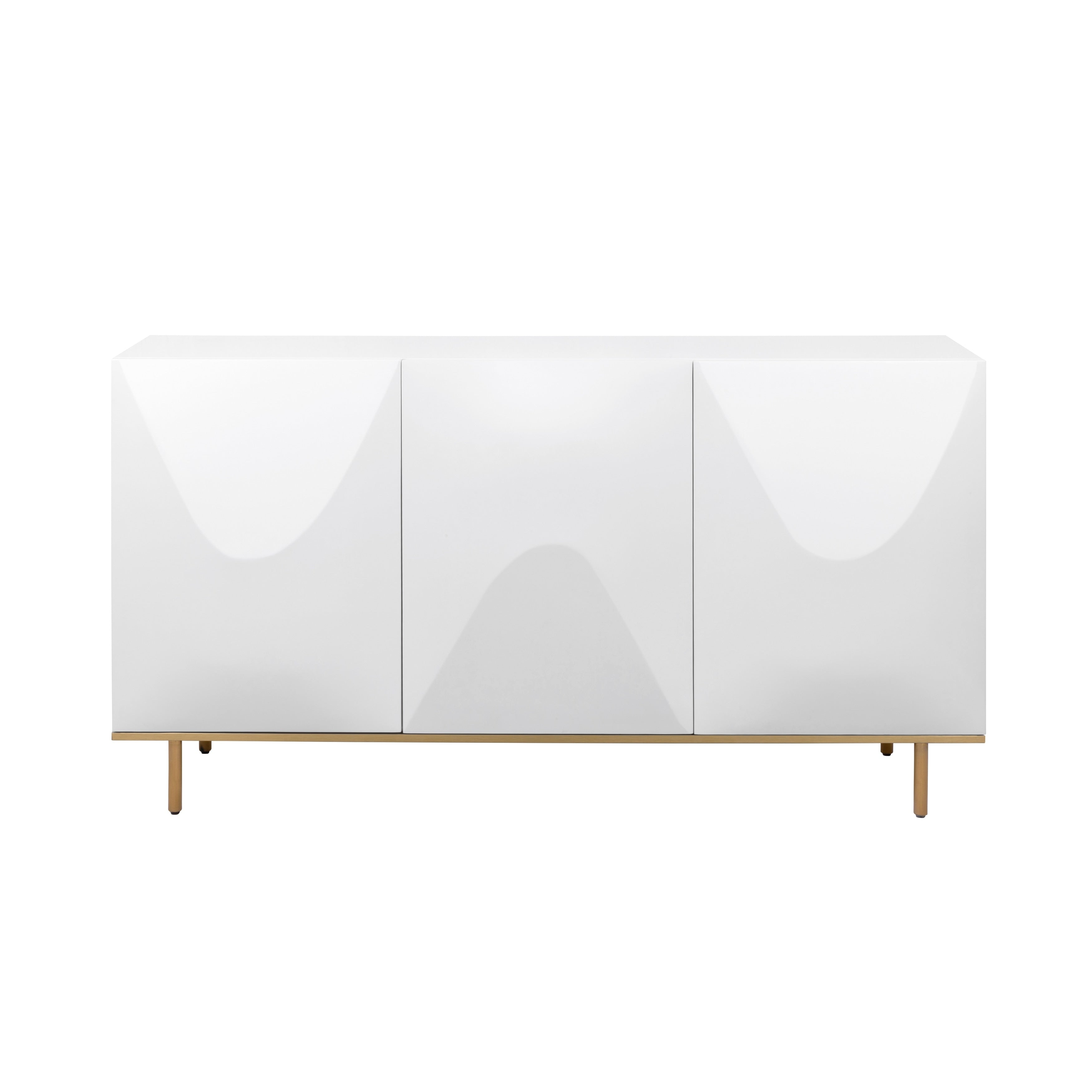 Pasargad Home Polara Modern Sideboard With Geometric Doors W63 X D16 X H35.5