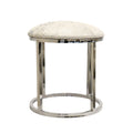 Pasargad Home Safari Steel Cowhide Silver Stool W17 Xd17 Xh18