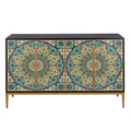 Pasargad Home Solani Sideboard Gold Metal Legs Black Multicolor