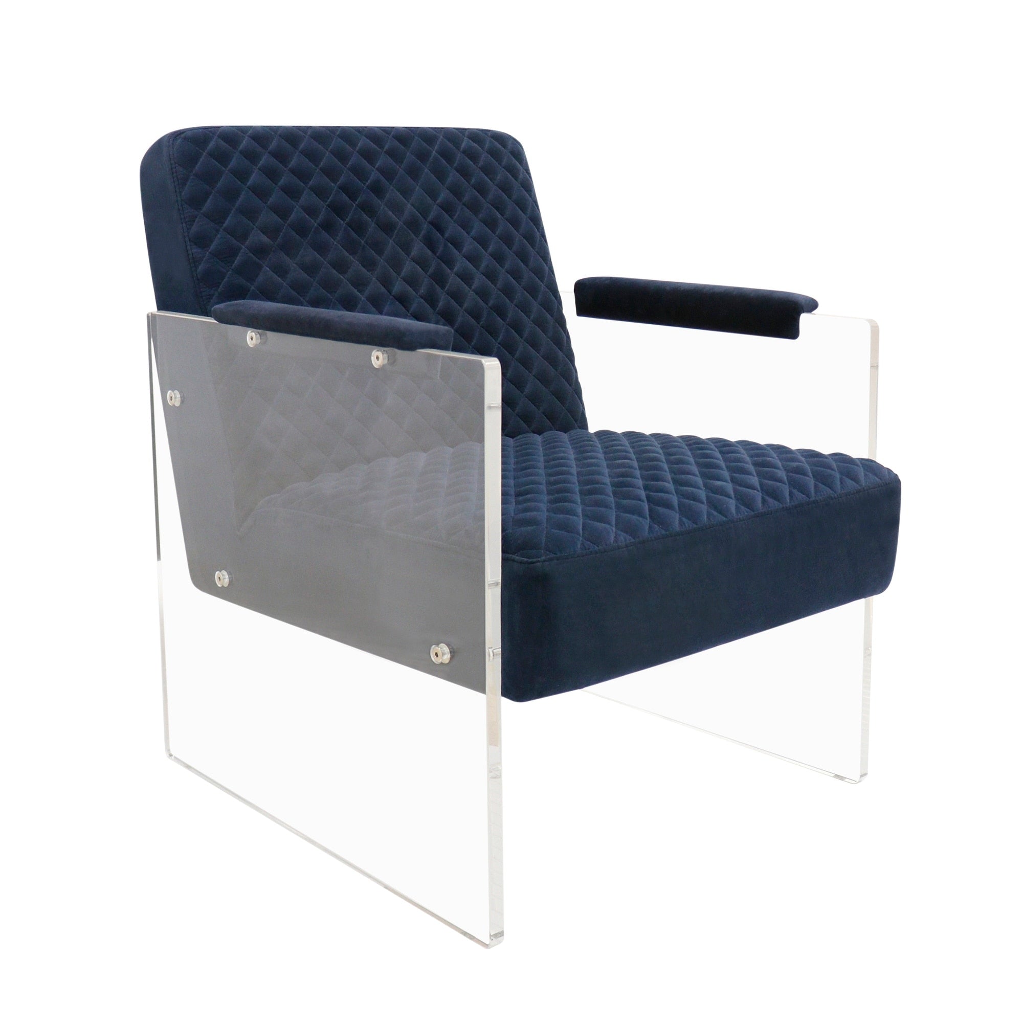 Pasargad Tribecca Collection Navy Acrylic Velvet Accent Chair