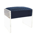 Pasargad Tribecca Collection Velvet Stool Navy