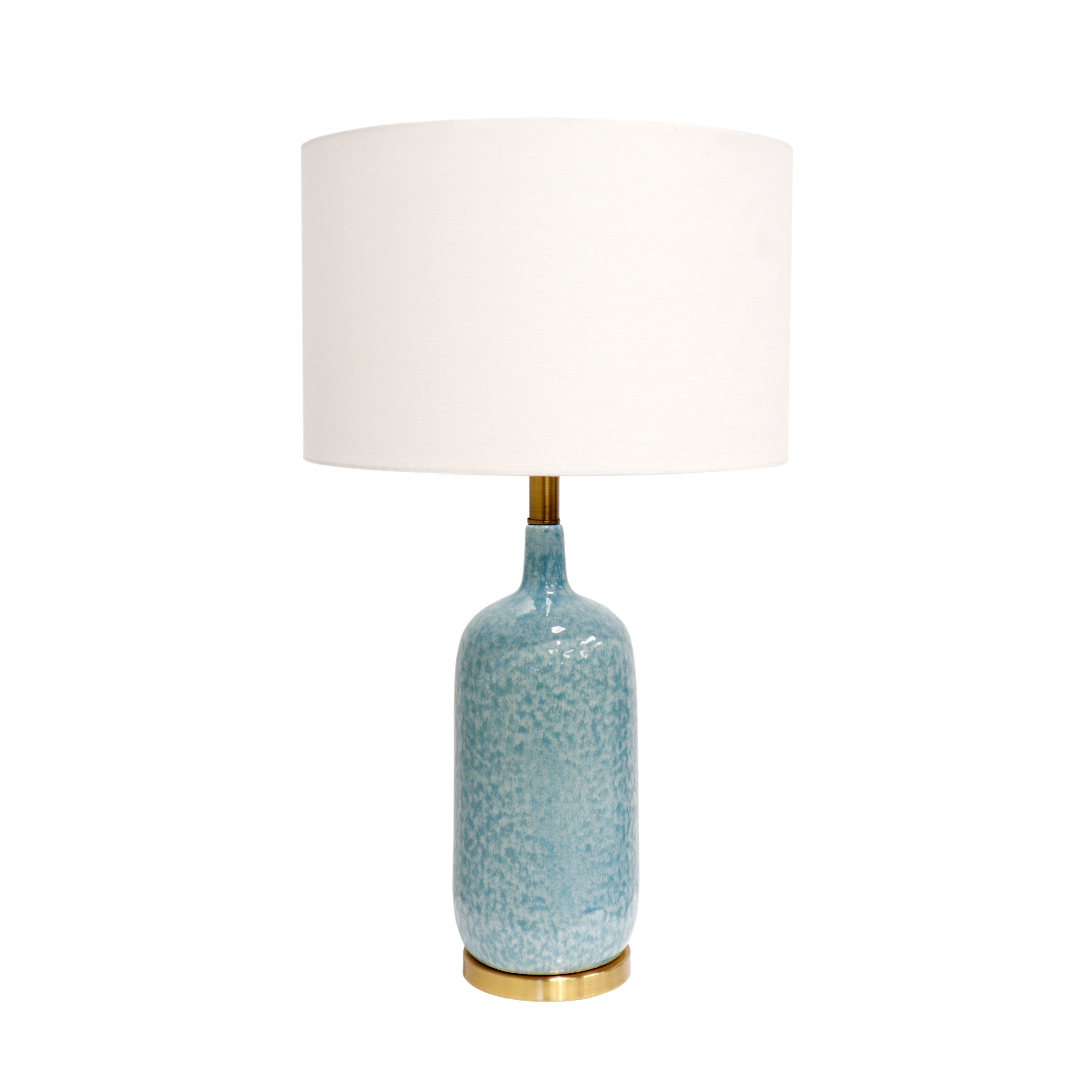 Pasargad Home Tucson Collection Blue Ceramic Body Modern Table Lamp With E27 Bulb And White Shade On Off Switch N A