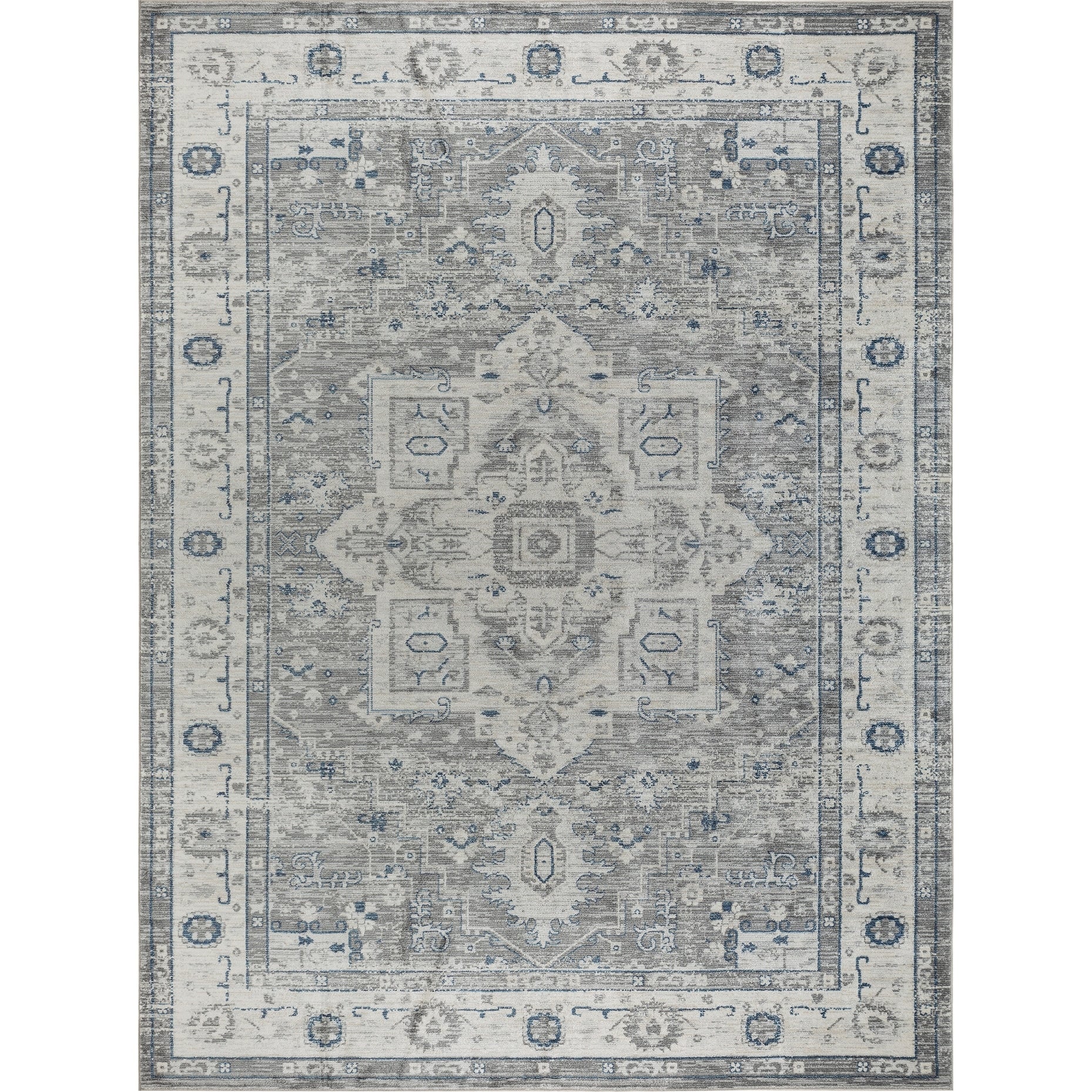 Pasargad Home Heritage Collection Power Loom L Blue Ivory Area Rug
