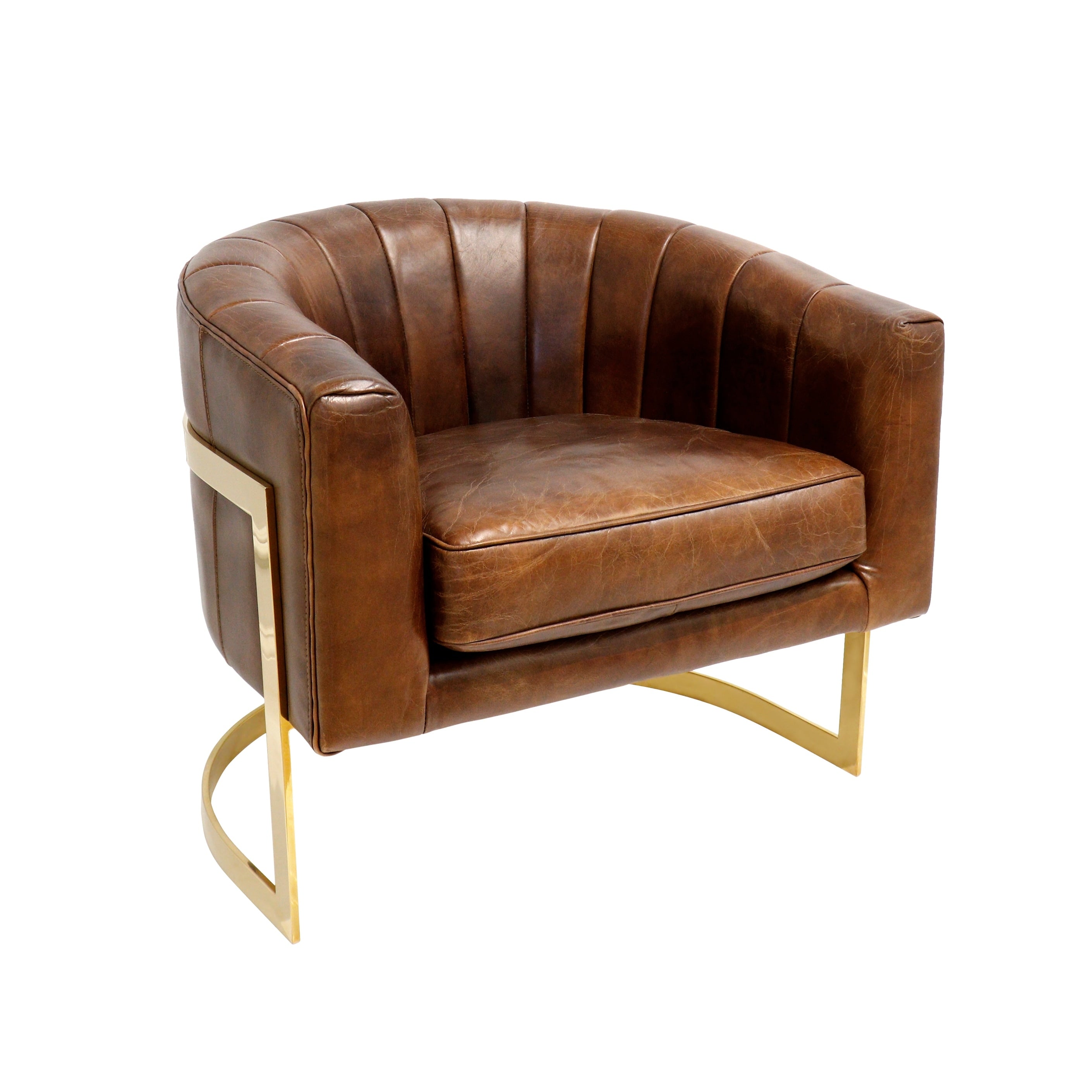 Pasargad Home Vicenza Collection Barrel Chair Brown