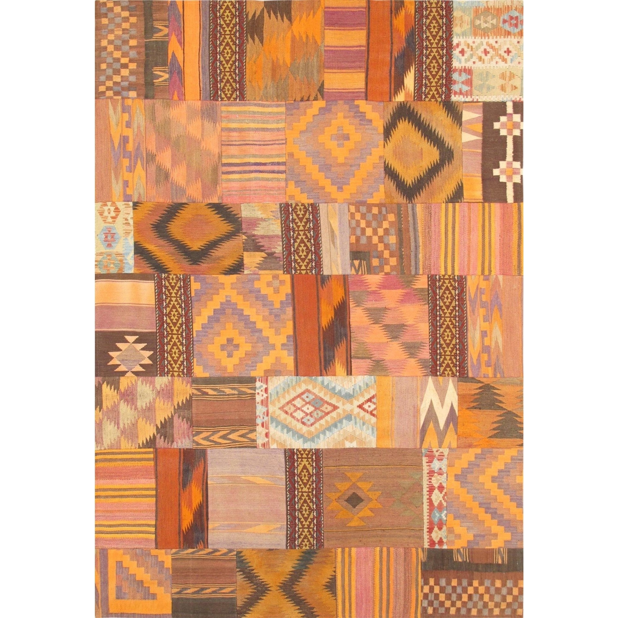 Pasargad Turkish Vintage Patchwork Wool Area Rug Multi