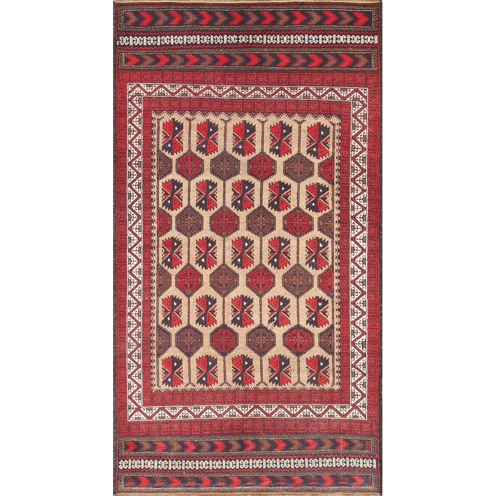 Pasargad Vintage Balouch Camel Ivory Hand Knotted Wool Rug 311 X 7 3