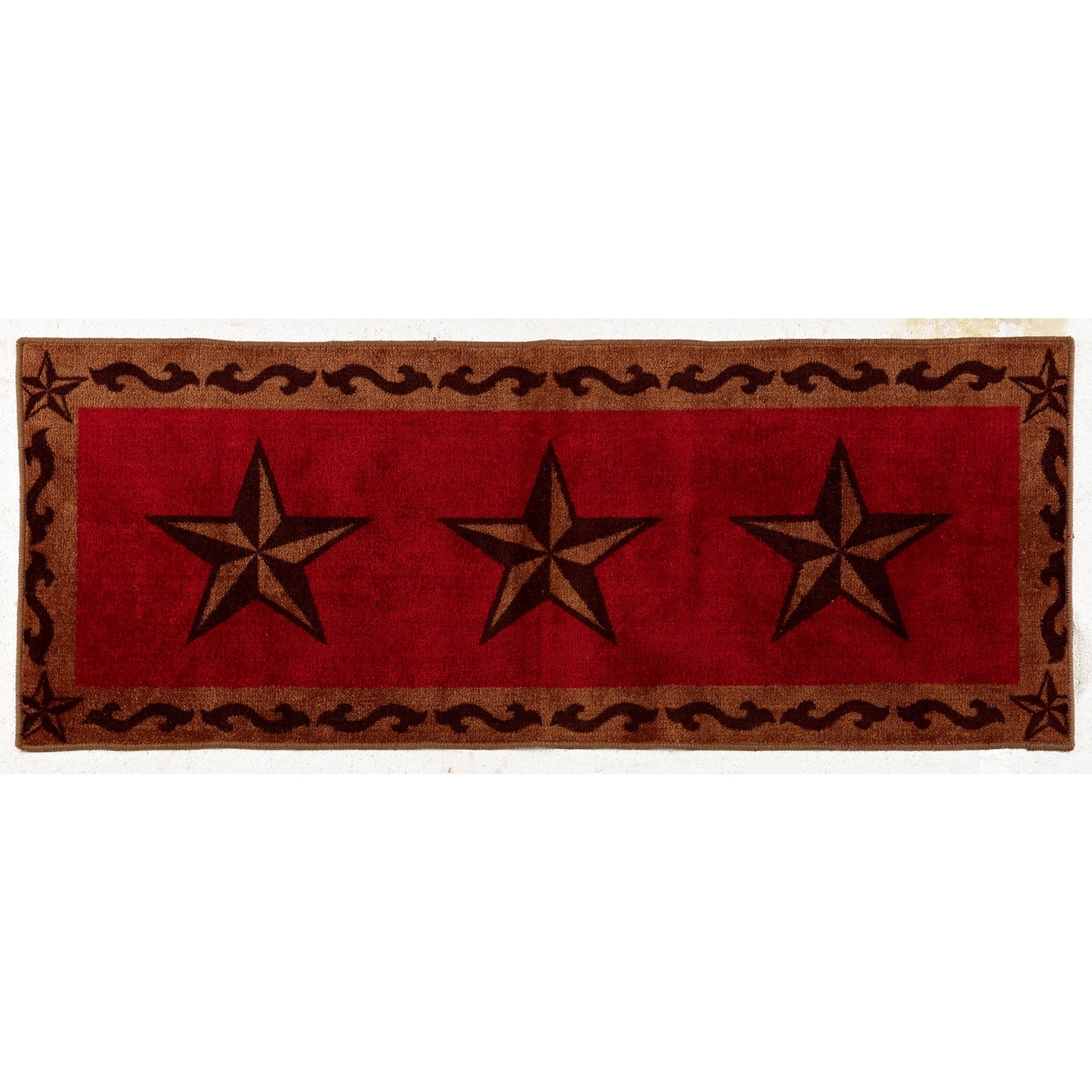 Hiend Accents Star Print Red 24 X 60 Inch Acrylic Rug