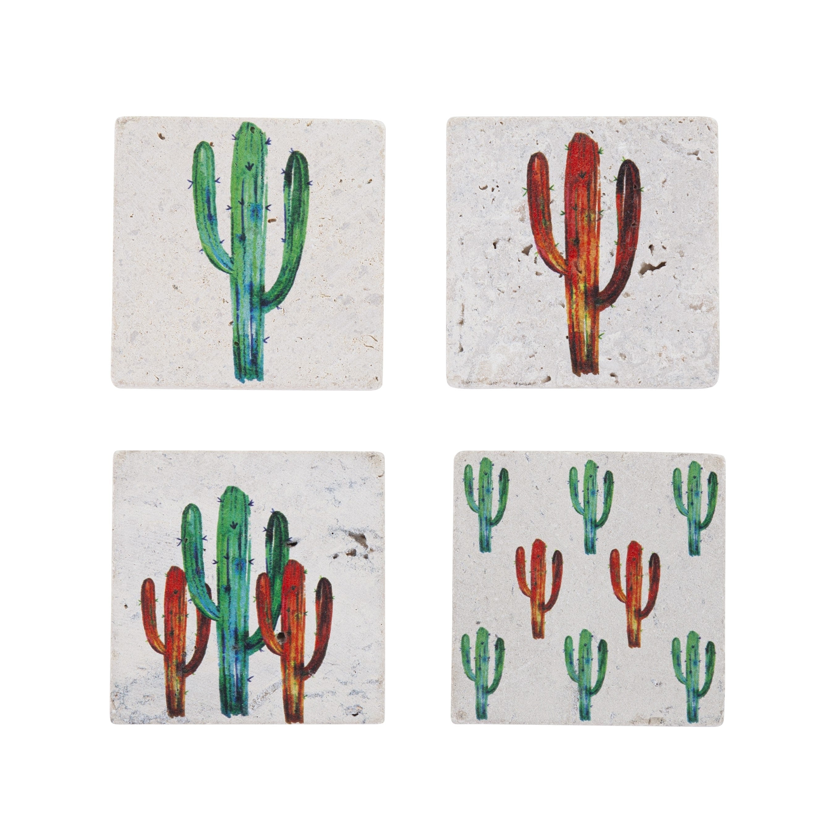 Hiend Accents Bright Cactus Coasters Set Of 4