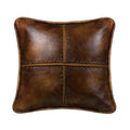 Hiend Accents Cross Stitched Brown Faux Leather 18 Inch Square Throw Pillow