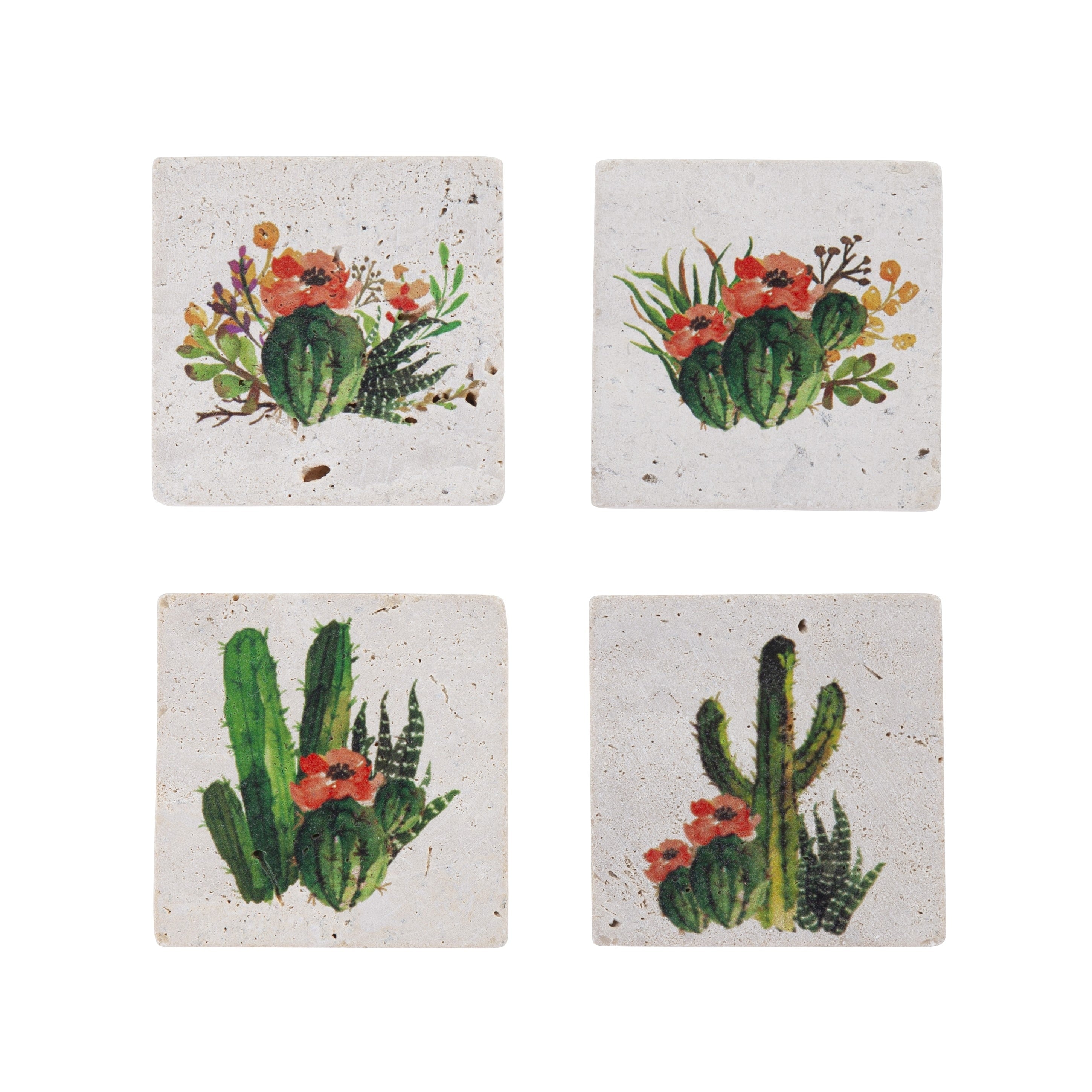 Hiend Accents Cactus Blooms Coasters Set Of 4