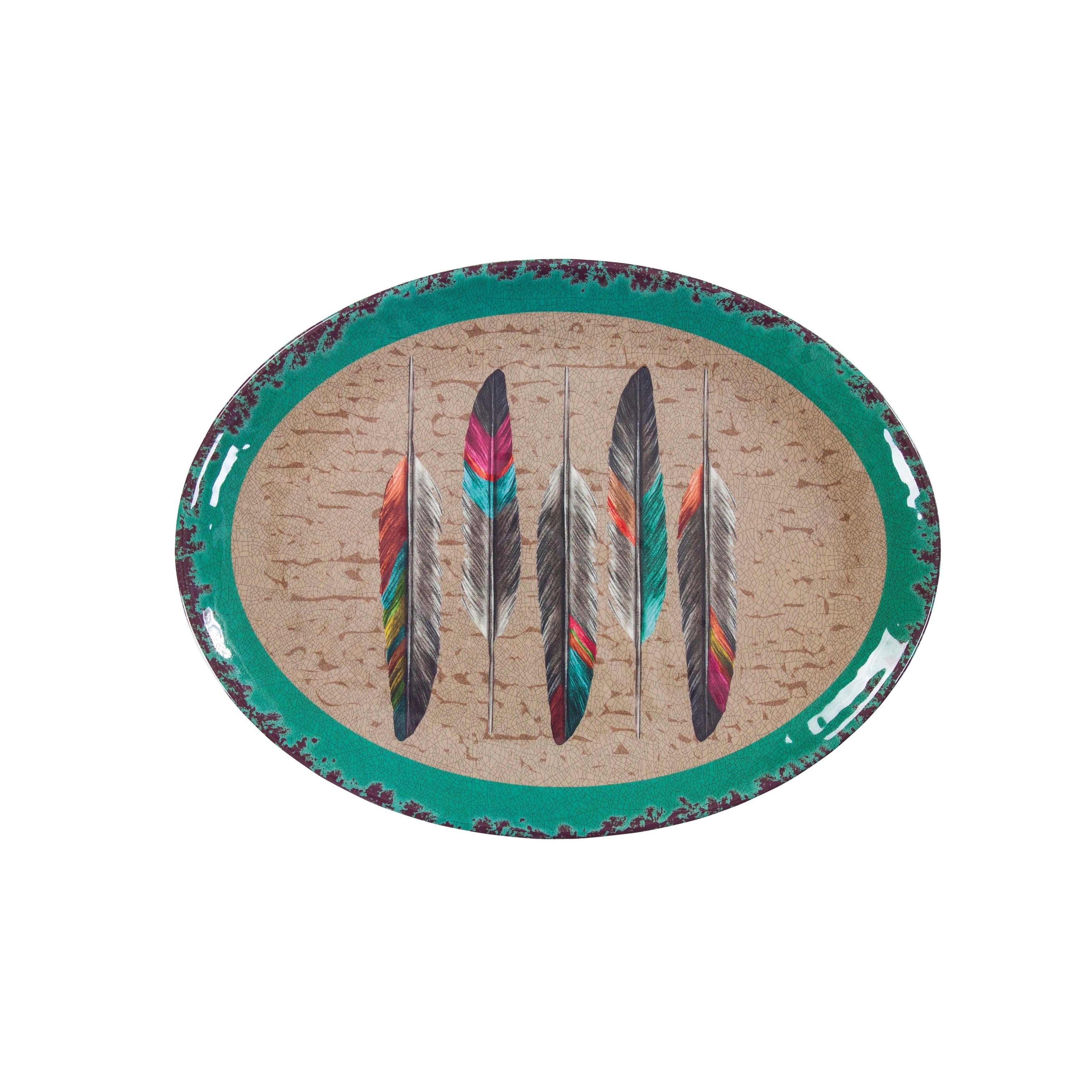 Hiend Accents Feather Design Melamine Serving Platter 1 Pc