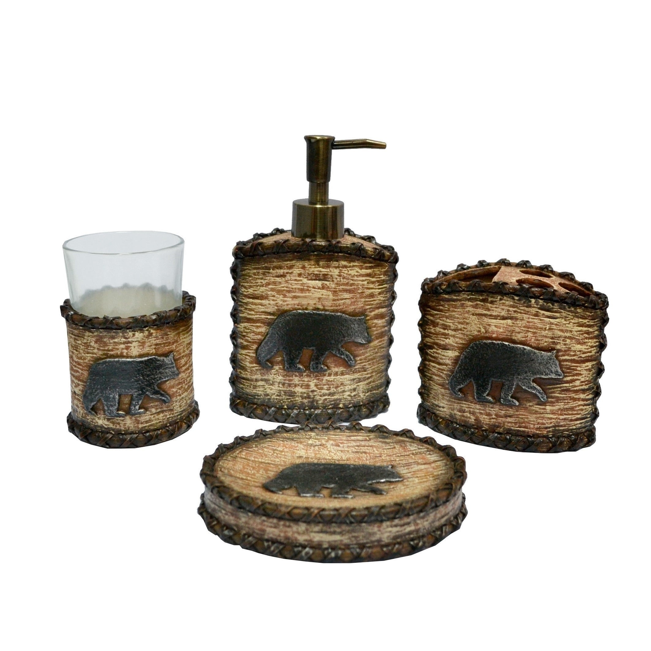 Hiend Accents 4 Piece Rustic Bear Bath Set