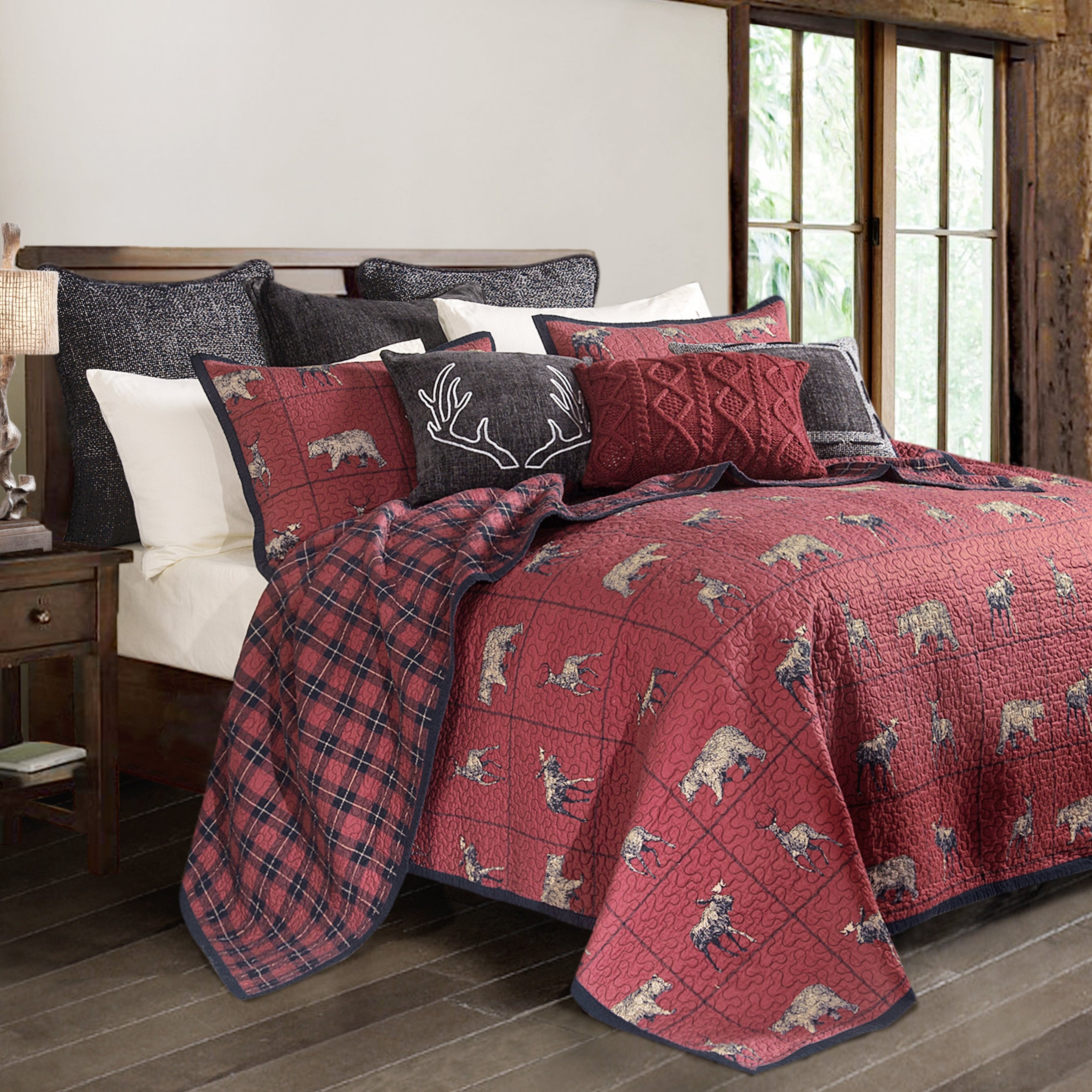 3 Pc Woodland Plaid Quilt Set King