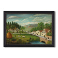 Pastoral Landscape With Stream Fisherman And Strollers C 1875 1880 Henri Rousseau Custom Framed Canvas