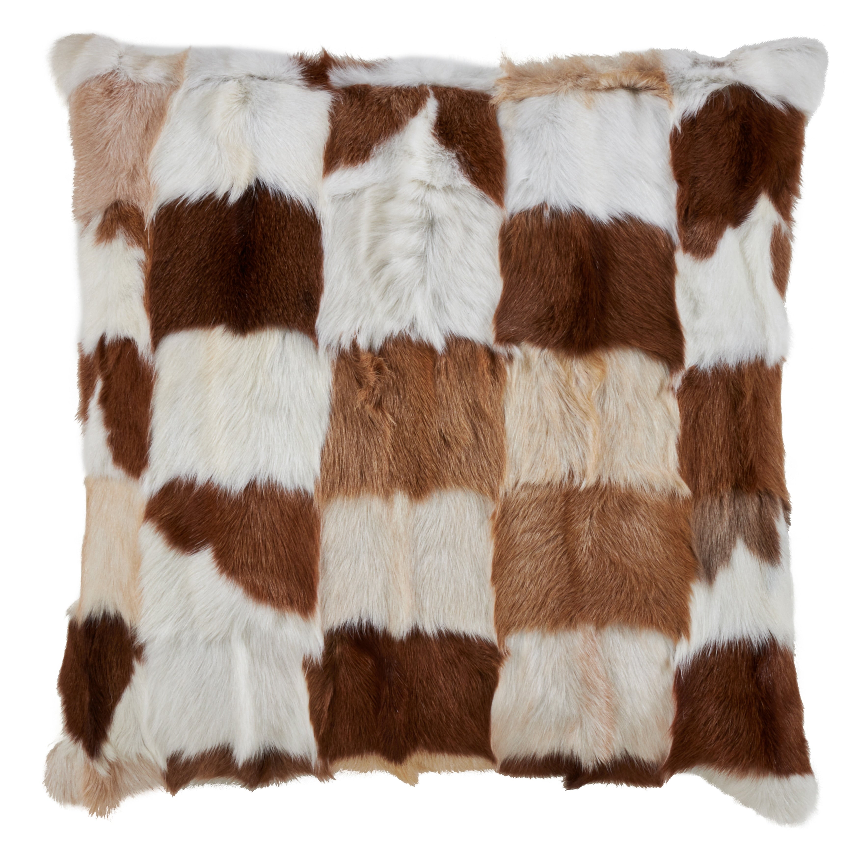 Patchwork Goat Fur Throw Pillow.