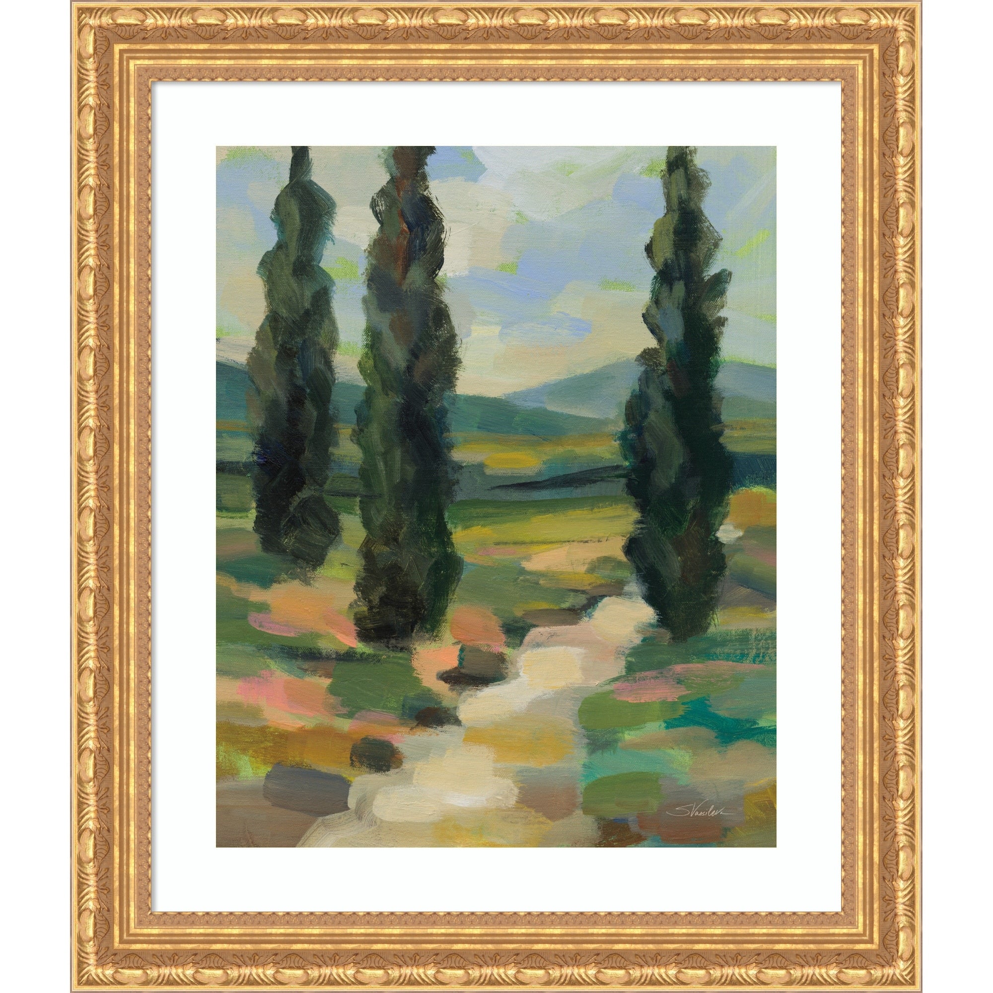 Path In Tuscany By Silvia Vassileva Wood Framed Wall Art Print Versailles Gold