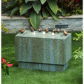 Stone And Patina Rectangular 18In. H Fountain With Led Lights And Bronze Birds