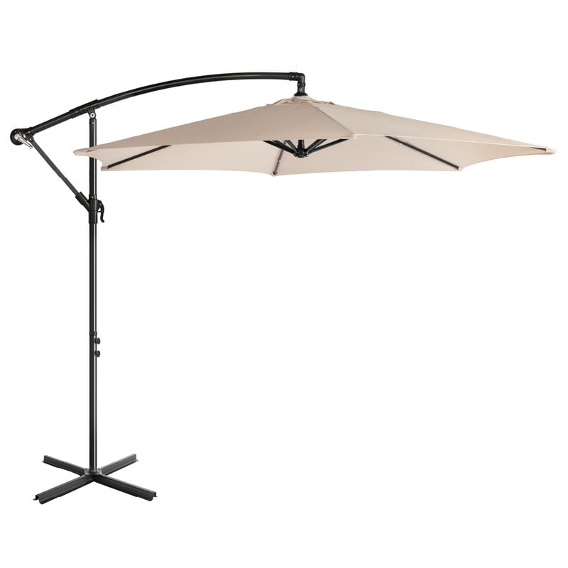 Patio 10Ft Round Cantilever Umbrella With Waterproof Polyester Outdoor Sun Shade