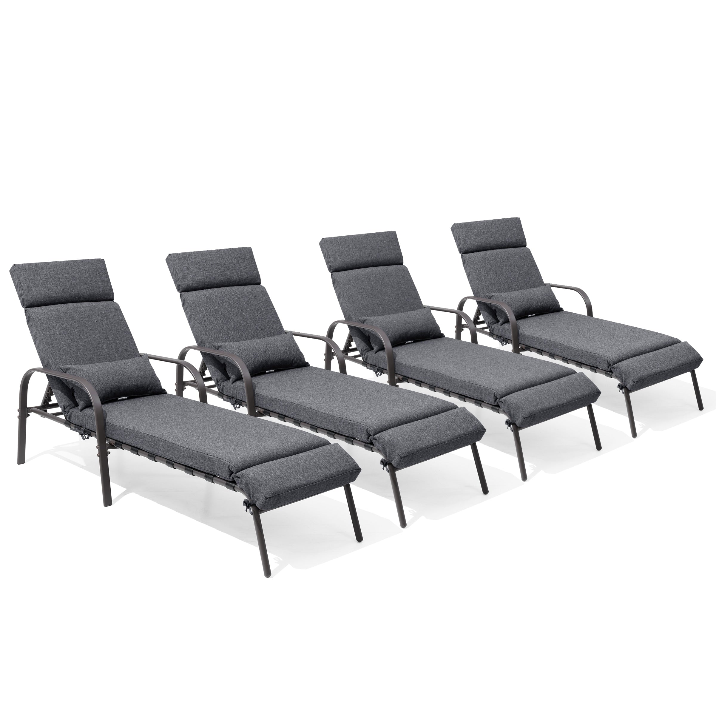 Patio Indoor Adjustable Chaise Lounge Chair With Cushion And Pillow. 79.5 L 24.4 W 20.1 H In