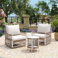Patio Bistro Set With 2 Swivel Chairs Side Table Outdoor Conversation Set With Upholstered Cushions