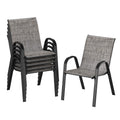 Patio Chairs Set Of 6 Stackable Dining Chairs With Textilene Fabric All Weather Powder Coated Metal Frame Outdoor Armchair