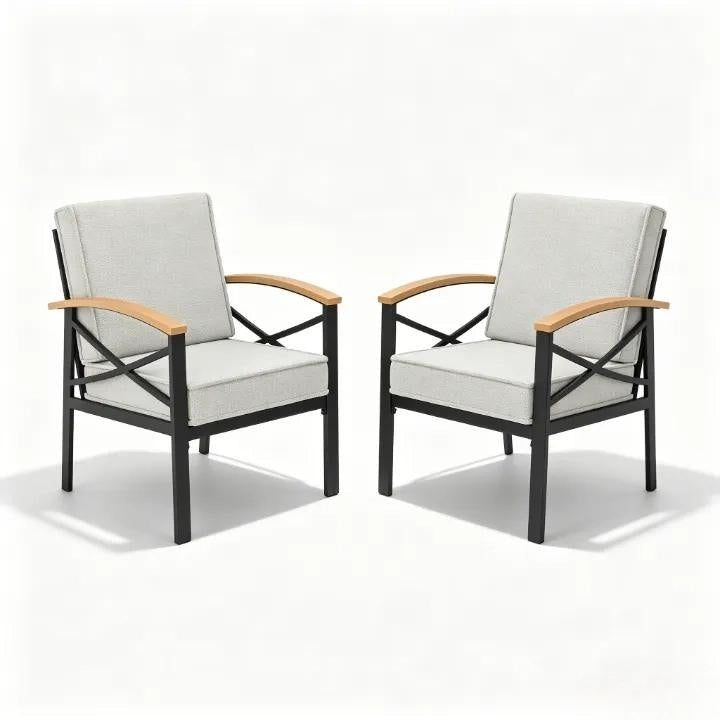 Patio Chairs With Cushions Set Of 2 Rust Proof All Weather Outdoor Patio Chairs N A
