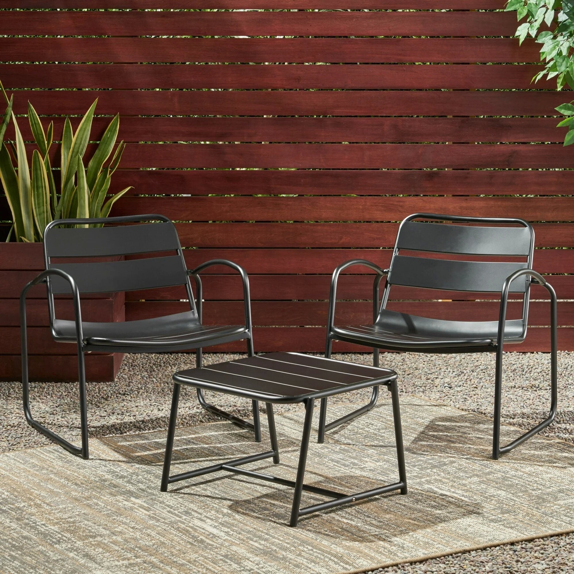 Patio Chat Set With 2 Side Chairs Coffee Table Outdoor Conversation Set Bistro Set For Garden Backyard