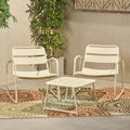 Patio Chat Set With 2 Side Chairs Coffee Table Outdoor Conversation Set Matte White Bistro Set For Garden Backyard