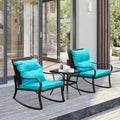 Patio Conversation Set With Rocking Chairs Blue Outdoor Chat Set With Coffee Table For Poolside Backyard