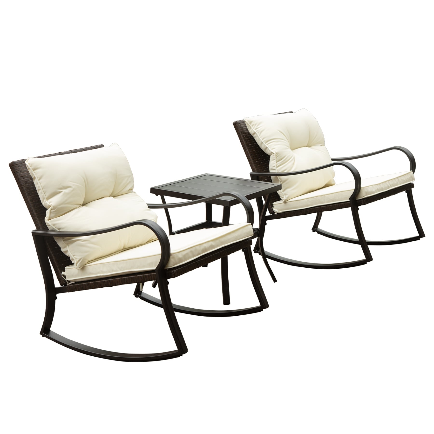 Patio Conversation Set With Rocking Chairs Outdoor Chat Set With Coffee Table For Poolside Backyard