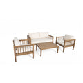 Patio Conversation Set With Side Chairs Coffee Table Beige Light Brown Outdoor Chat Set With Upholstered Loveseat