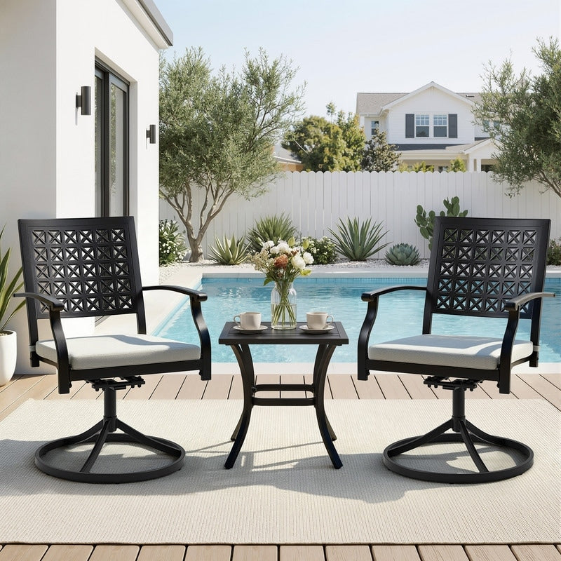 Patio Dining Chairs Outdoor Metal Chairs With Armrests Chair Set With Cushions 2 Piece Set Suitable For Patios And Gardens