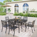 Phi Villa 7 Piece Metal Outdoor Patio Dining Bistro Sets With Umbrella Hole