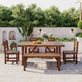 Patio Dining Set Outdoor Dining Table Chair Set With Bench And Rectangular Dining Table For Poolside Garden