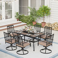 Phi Villa Patio Dining Set Of 7 1 Rectangle 60 X 37 Large Umbrella Table 6 Swivel Chairs Furniture Set