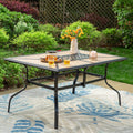 Phi Villa Wood Look Patio Dining Table With Umbrella Hole