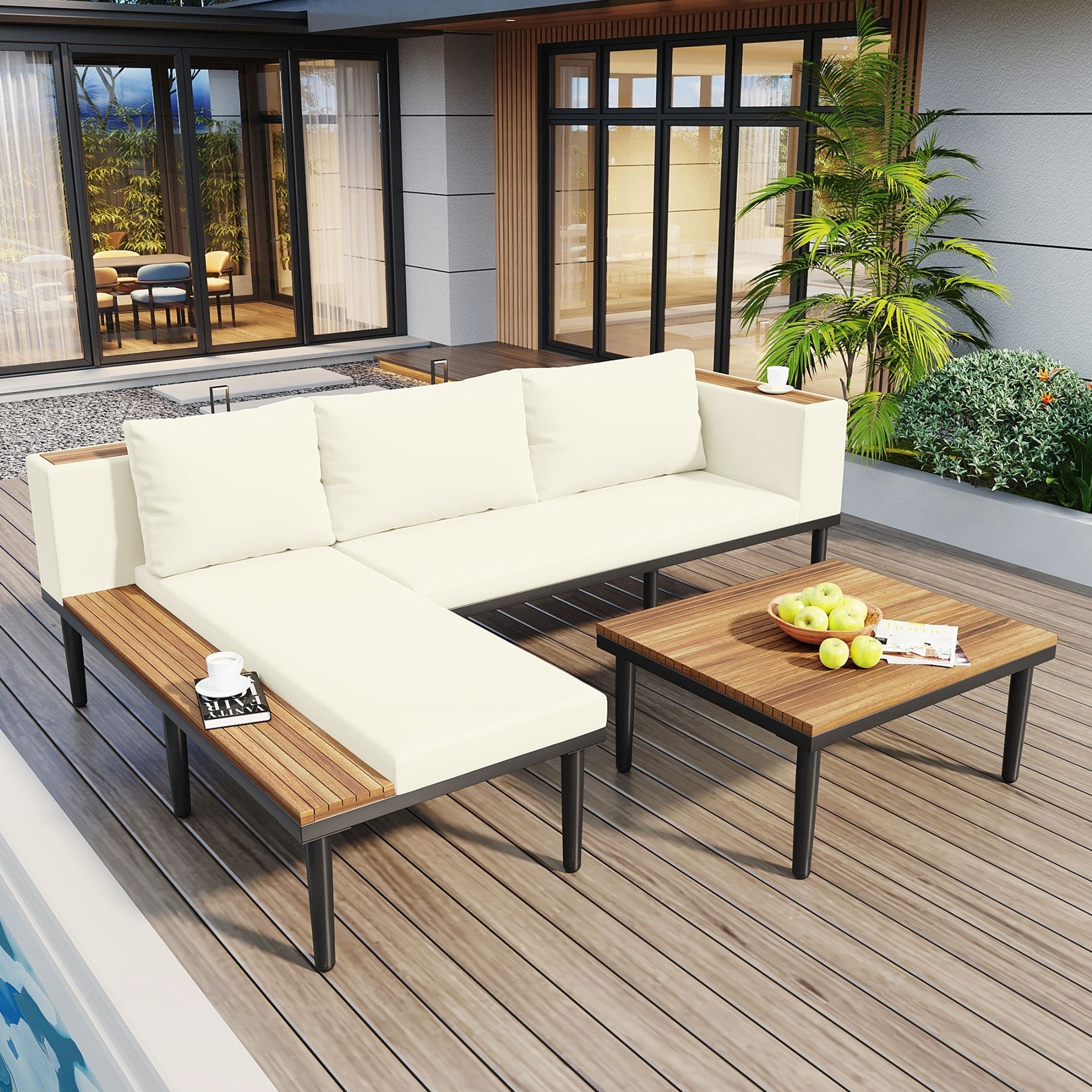 Patio Furniture Set With Removable Cushions And Coffee Table