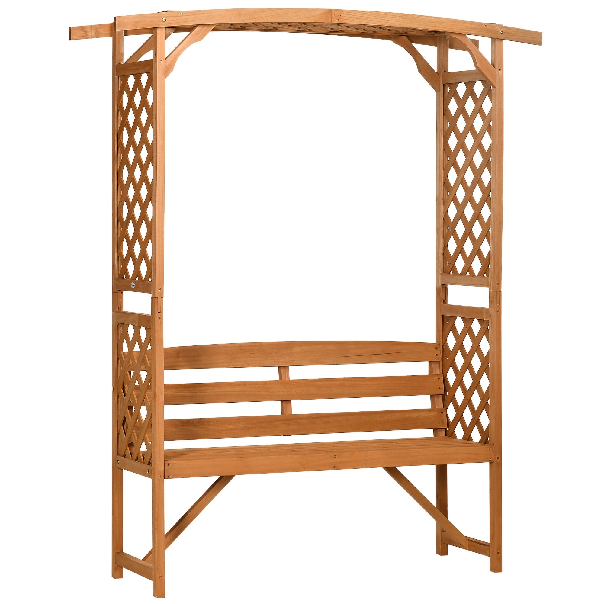 Patio Garden Bench Arbor Arch With Pergola And 2 Trellises 3 Seat Wooden Outdoor Bench For Grape Vines Climbing Plants