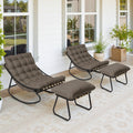 2 Set Rocking Chairs Patio Lounge With Ottomans And Cushions