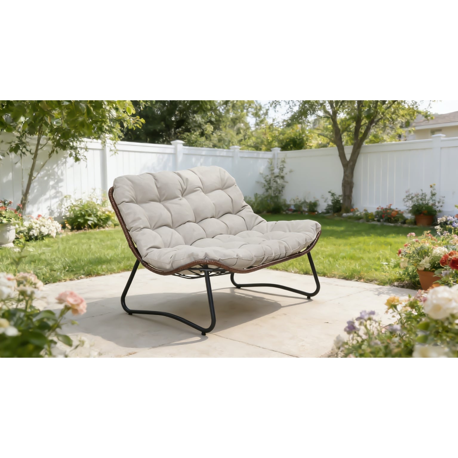 Patio Loveseat Sofa Outdoor Wicker Loveseat With Luxury Thick Cushion All Weather Patio Furniture Set Outdoor Glider Bench