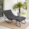 Patio Rocking Chair And Chaise Lounge Set With Ottoman And Cushions
