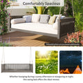 Patio Twin Size Garden Swing Bed Wood Porch Swing With Ropes