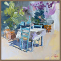 Patmos Taverna Greece By Craig Trewin Penny 30 X 30 In. Framed Canvas Wall Art Print