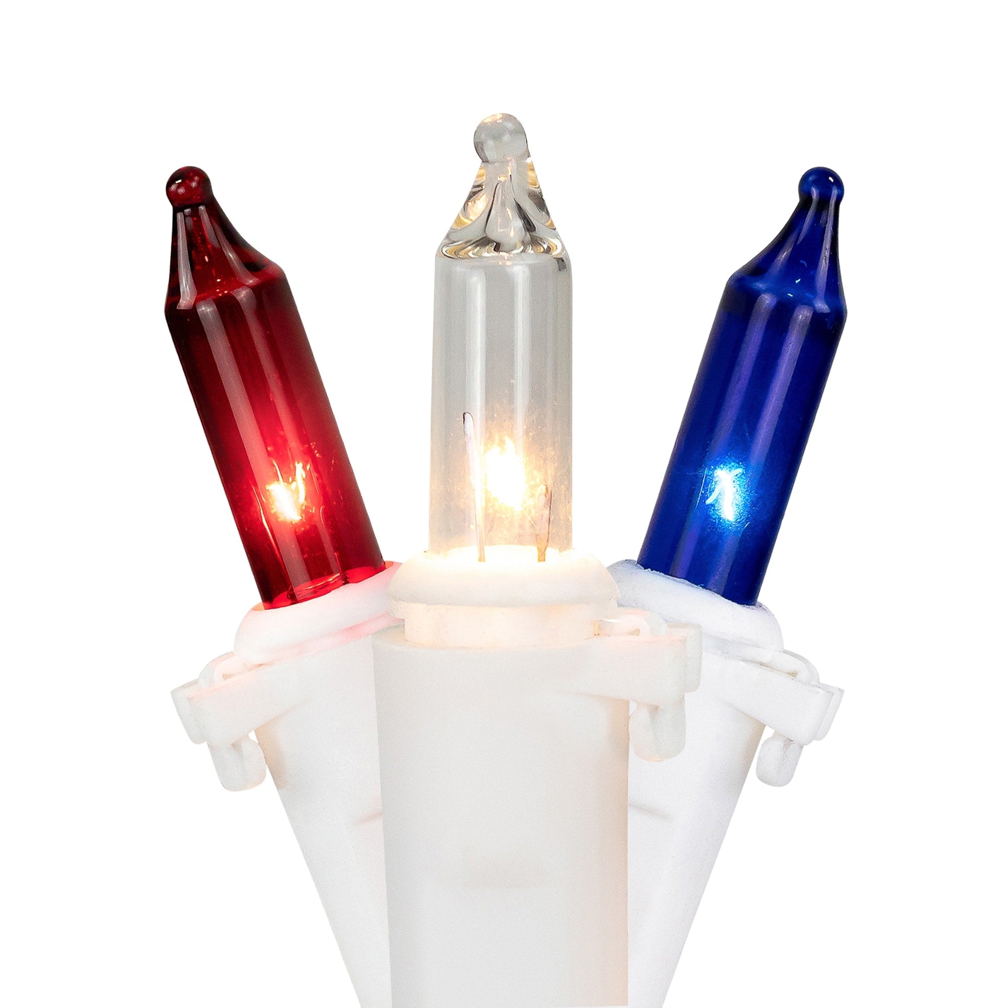 100 Count Red White Blue 4Th Of July Mini Light Set 20Ft White Wire