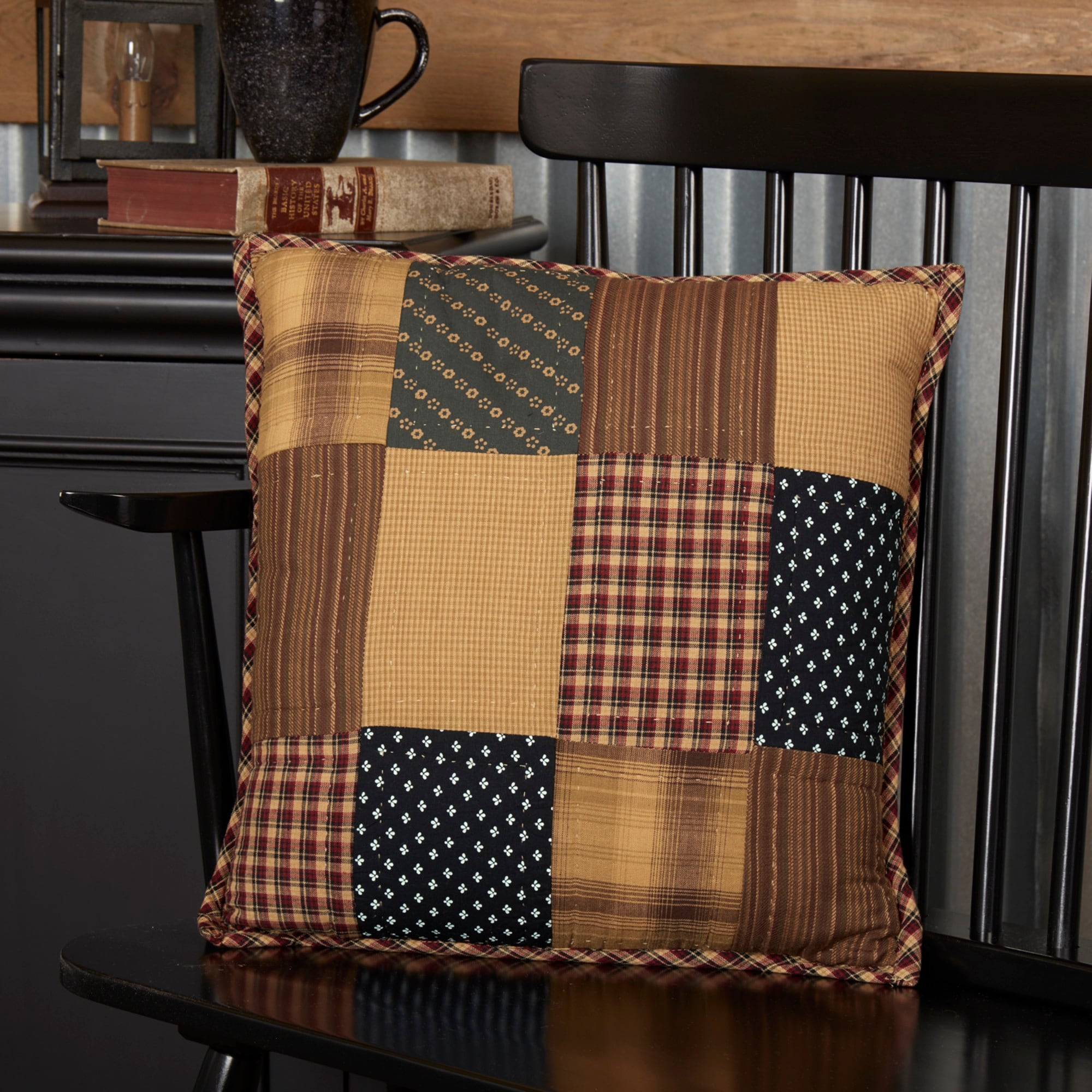 Patriotic Patch Quilted Filledthrow Pillow 16X16