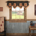 Red Primitive Kitchen Curtains Antique Patch Valance Rod Pocket Cotton Star Appliqued