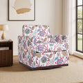 Pattern Swivel Armchair Linen Upholstered Accent Chair