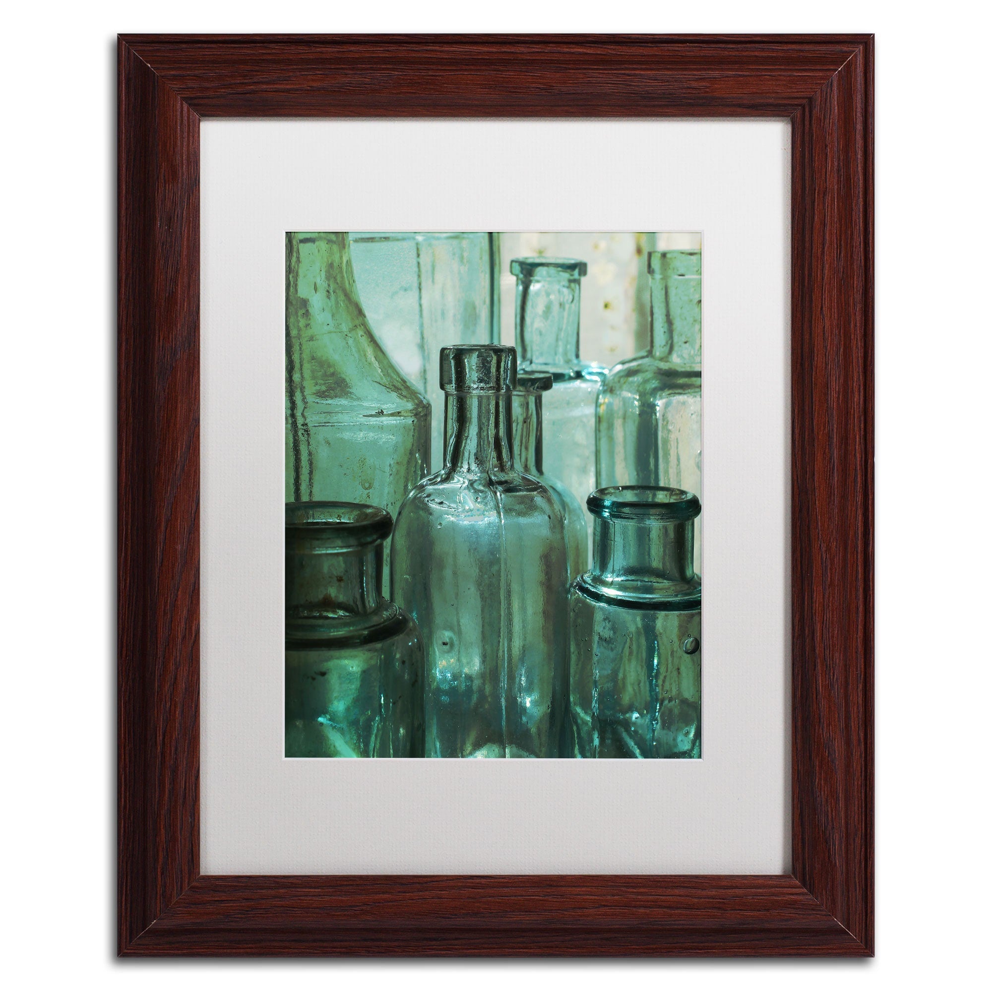 Patty Tuggle Antique Bottles White Matte Wood Framed Wall Art